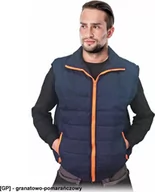 Kamizelki męskie - R.E.I.S. PERKOZ - Bezrękawnik ocieplany pikowany, tkany - granatowo-pomarańczowy L - miniaturka - grafika 1