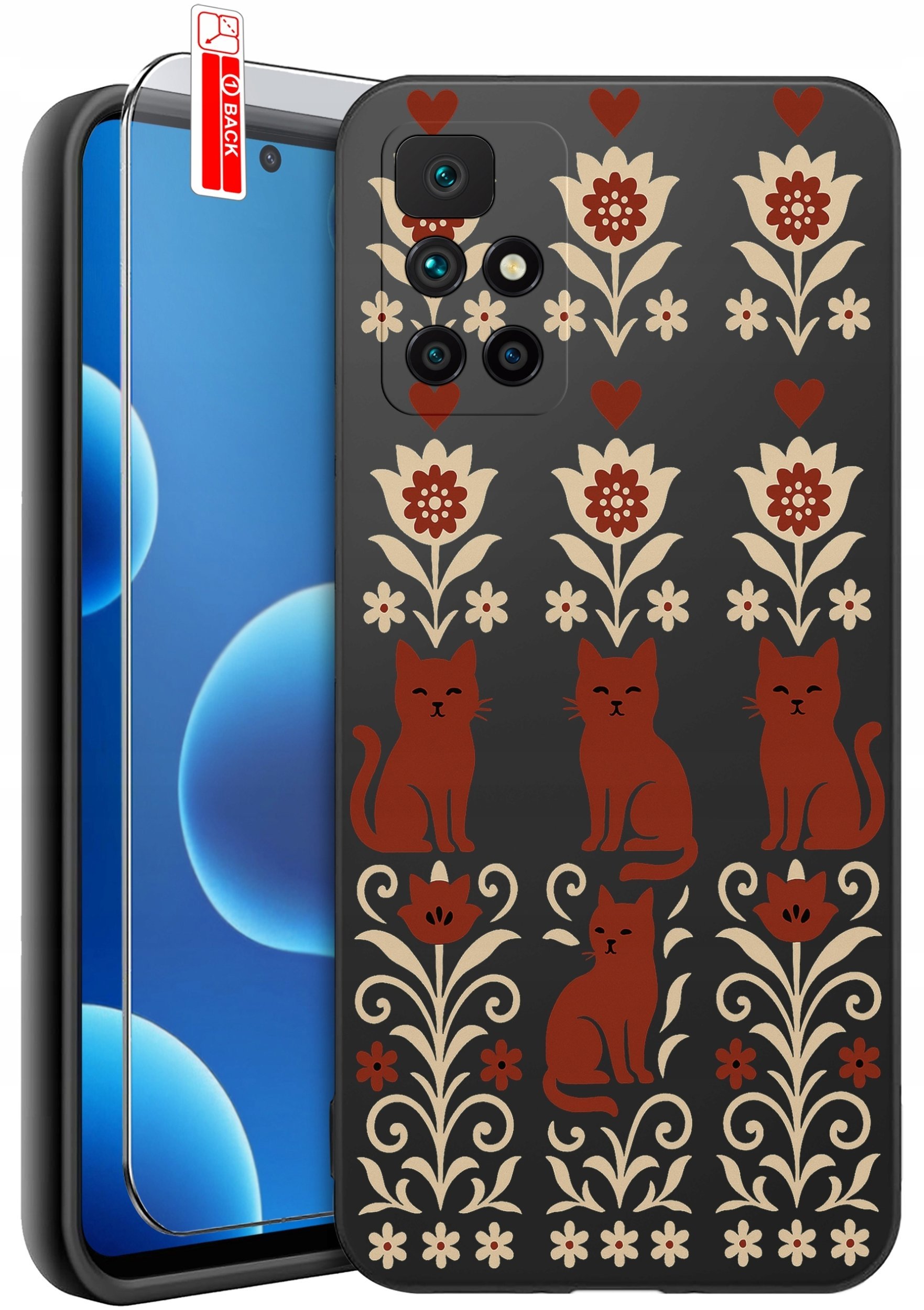 krainaGSM Etui Do Xiaomi Redmi 10 Wzory Silikonowe Matt Case + Szkło 9H