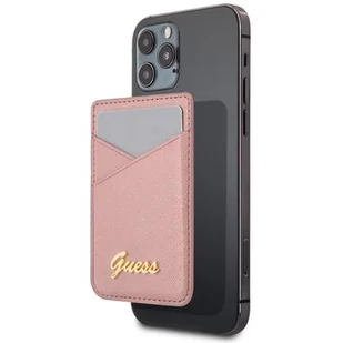 Guess Wallet Card Slot GUWMSSASLPI MagSafe Saffiano różowy GUWMSSASLPI - Etui i futerały do telefonów - miniaturka - grafika 6
