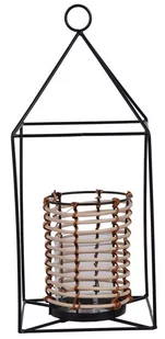 Świecznik/latarenka metalowo-rattanowa duża - Świeczniki - miniaturka - grafika 1