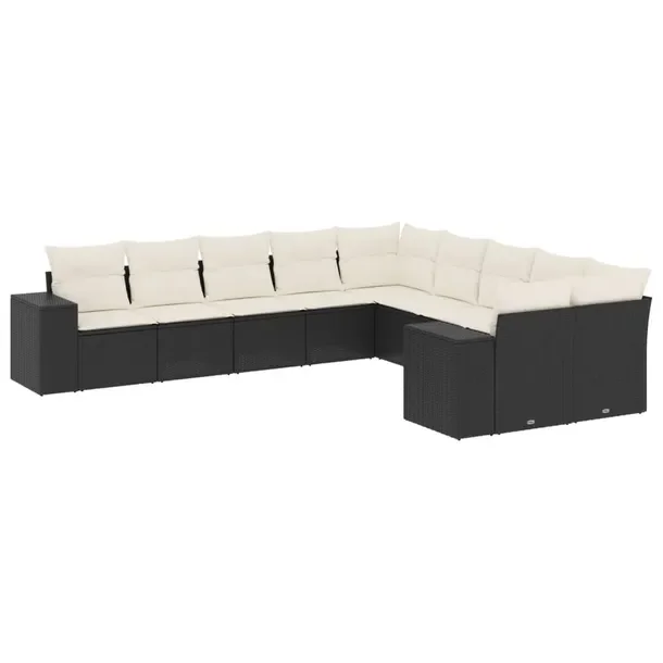Zestaw mebli ogrodowych modułowych czarny rattan PE z poduszkami 62x62x69
