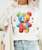 Koszulki i topy damskie - Damska koszulka z motywem autyzm miś kolorowy autyzm - miniaturka - grafika 1