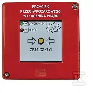 Przycisk przeciwpożarowego wyłącznika prądu PPWP-A bez młoteczka 2xLED zielona/czerwona ( PPOŻ) - Alarmy - miniaturka - grafika 1
