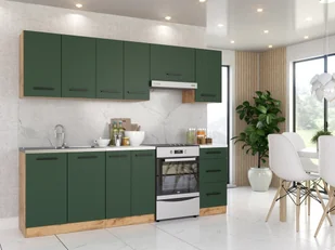 Kuchnia Mała Mokka Modułowa Blat 2.4m Biała San Sebastian Butelkowa Zieleń - Meble kuchenne - miniaturka - grafika 1