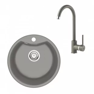 Deante ZLEW FIESTA SOLIS SZARY METALIK GRANIT 1K 480x180 3,5&quot + OSP PLUS BATERIA MILIN SZARA &quot;U&quot ZRSBS803 - Baterie kuchenne - miniaturka - grafika 2