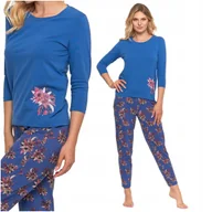 Piżamy damskie - PIŻAMA DAMSKA DWUCZĘŚCIOWA Kwiatowy Wzór Rękaw 3/4 Plus Size MORAJ 3XL - miniaturka - grafika 1