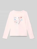 Koszulki dla dziewczynek - Bluzka z długim rękawem i nadrukiem z logo - miniaturka - grafika 1