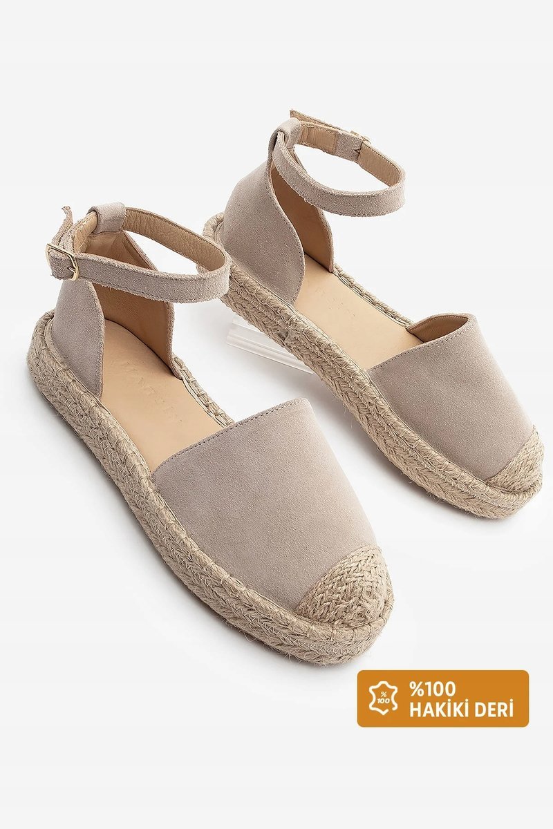 ESPADRYLE DAMSKIE BEŻOWE Z ZAPIĘCIEM NA SPRZĄCZKĘ SKÓRA 37 5GA*