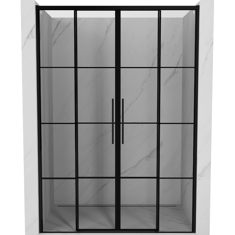 Mexen Rox drzwi prysznicowe rozsuwane 140 cm, czarna kratka, czarne - 8C2-140-002-70-77