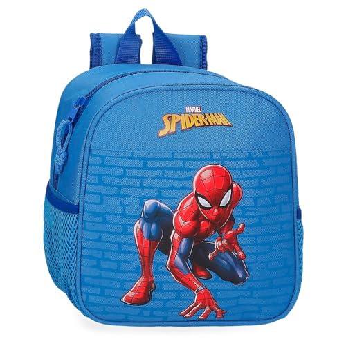Joumma Marvel Spiderman Vigilante Plecak przedszkolny adaptacyjny do wózka niebieski 21x25x10 cm Poliester 5,25 l, Niebieski, Talla única, Plecak przedszkolny z możliwością dostosowania do wózka