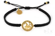 Bransoletki - Bransoletka ze znakiem zodiaku KOZIOROŻEC złoty na czarnej makramie - miniaturka - grafika 1