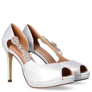 Szpilki z odkrytymi palcami - MENBUR 23822 SREBRNE - Czółenka - miniaturka - grafika 6