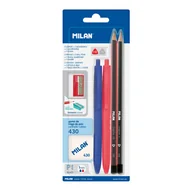 Ołówki - 2 Długopisy P1, 2 ołówki HB & H gumka 430 temperówka na blistrze - miniaturka - grafika 1
