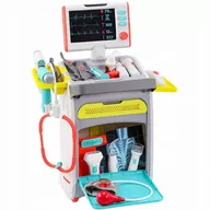 Zabawy w naśladowanie dorosłych - 2 x ZESTAW MAŁY DOKTOR LEKARSKI DLA DZIECI WÓZEK DŹWIĘKI 10w1 AKCESORIA MAT - miniaturka - grafika 1