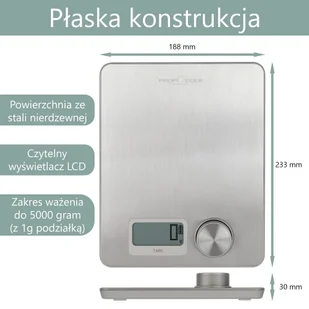 Kinetyczna waga kuchenna ProfiCook PC-KW 1263 - Wagi kuchenne - miniaturka - grafika 5