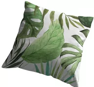 Poszewki na poduszki - Poszewka Dekoracyjna 45X45 Biała Zielona Liście Monstery 4154 A Panama 98 - miniaturka - grafika 1