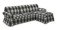 Meble modułowe i akcesoria - Dekoria Pokrowiec na sofę Ektorp 2-osobową i leżankę krata czarno-biała 252 x 163 x 88 cm Edinburgh 1014-115-74 - miniaturka - grafika 1