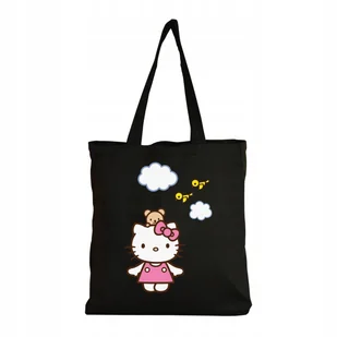 Eko Torba Bawełniana na ramię Zakupy Shopper Torebka Hello Kitty Kotek 46 - Torby i wózki na zakupy - miniaturka - grafika 1