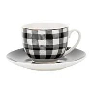 Filiżanki - Filiżanka ze spodkiem Winter Glam Grid 220 ml kratka wielokolorowy - miniaturka - grafika 1