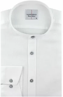 Koszule męskie - Viadi Polo Lniana Koszula Męska Codzienna ze stójką Casual gładka biała z długim rękawem w kroju SLIM FIT Viadi Polo B992 Koszula B992 - grafika 1