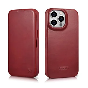 iCarer CE Oil Wax Premium Leather Folio Case skórzane etui iPhone 14 Pro Max z klapką magnetyczne MagSafe czerwony (AKI14220708-RD) - Etui i futerały do telefonów - miniaturka - grafika 32