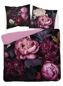 Pościel - Pościel bawełniana - Fioletowe piwonie- 220x200 - 3 cz. - miniaturka - grafika 1