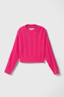 Swetry dla dziewczynek - Tommy Hilfiger sweter bawełniany dziecięcy kolor różowy - grafika 1