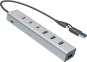 Huby USB - i-tec CAHUBMETAL7 huby i koncentratory USB 3.2 Gen 1 3.1 Gen 1 Type-A + Type-C 5 Mbit/s Szary - miniaturka - grafika 1