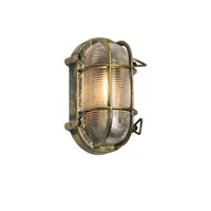 Lampy ogrodowe - QAZQA Zewnętrzna lampa ścienna i sufitowa antyczne złoto 5,2 cm owalna IP44 - Noutica - miniaturka - grafika 1