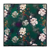 Apaszki i szaliki męskie - Damska chusta jedwabna we wzory zielono - beżowa - miniaturka - grafika 1