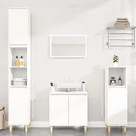 Meble łazienkowe - vidaXL 3-cz. zestaw mebli łazienkowych, biały, materiał drewnopochodny - miniaturka - grafika 1