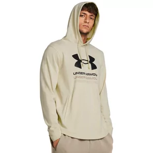 Męska bluza dresowa nierozpinana z kapturem Under Armour UA Rival Terry Graphic Hood - beżowa - UNDER ARMOUR - Koszulki sportowe męskie - miniaturka - grafika 1
