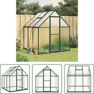 Szklarnie ogrodowe - The Living Store Szklarnia z ramą fundamentową Zielona 169x169x195 cm Aluminimum - miniaturka - grafika 1