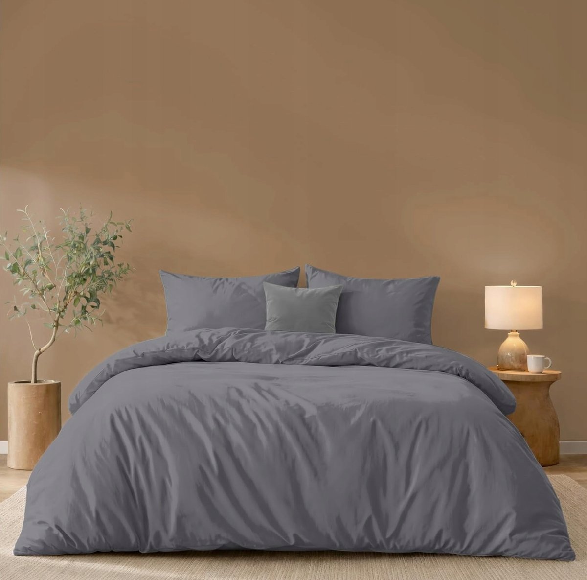 POŚCIELI ZESTAW 260X240CM 2X POSZEWKA 50X80CM MIKROFIBRA ANTRACYT MIĘKKI