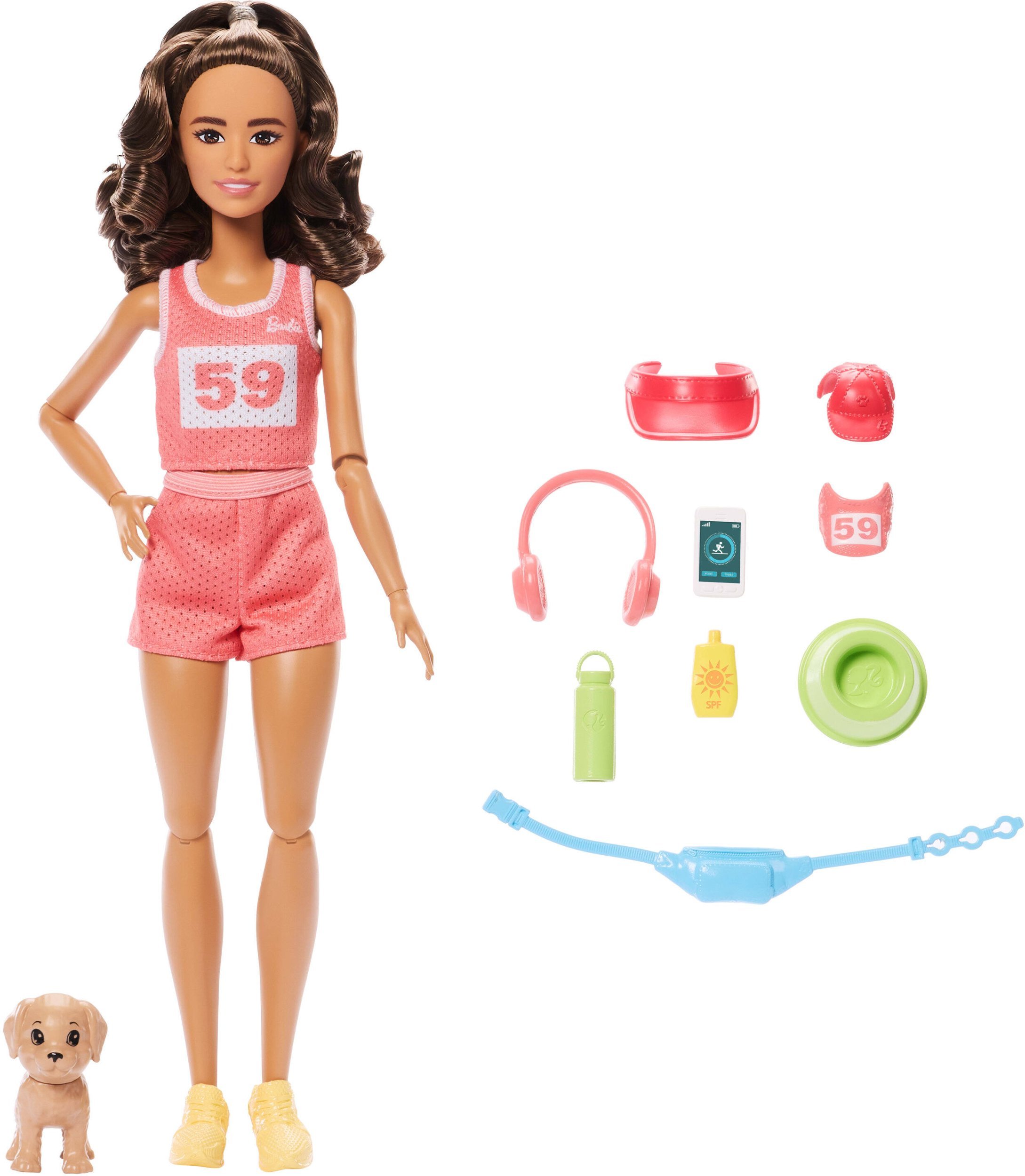 Lalka Barbie Mattel Biegaczka + piesek JNM28