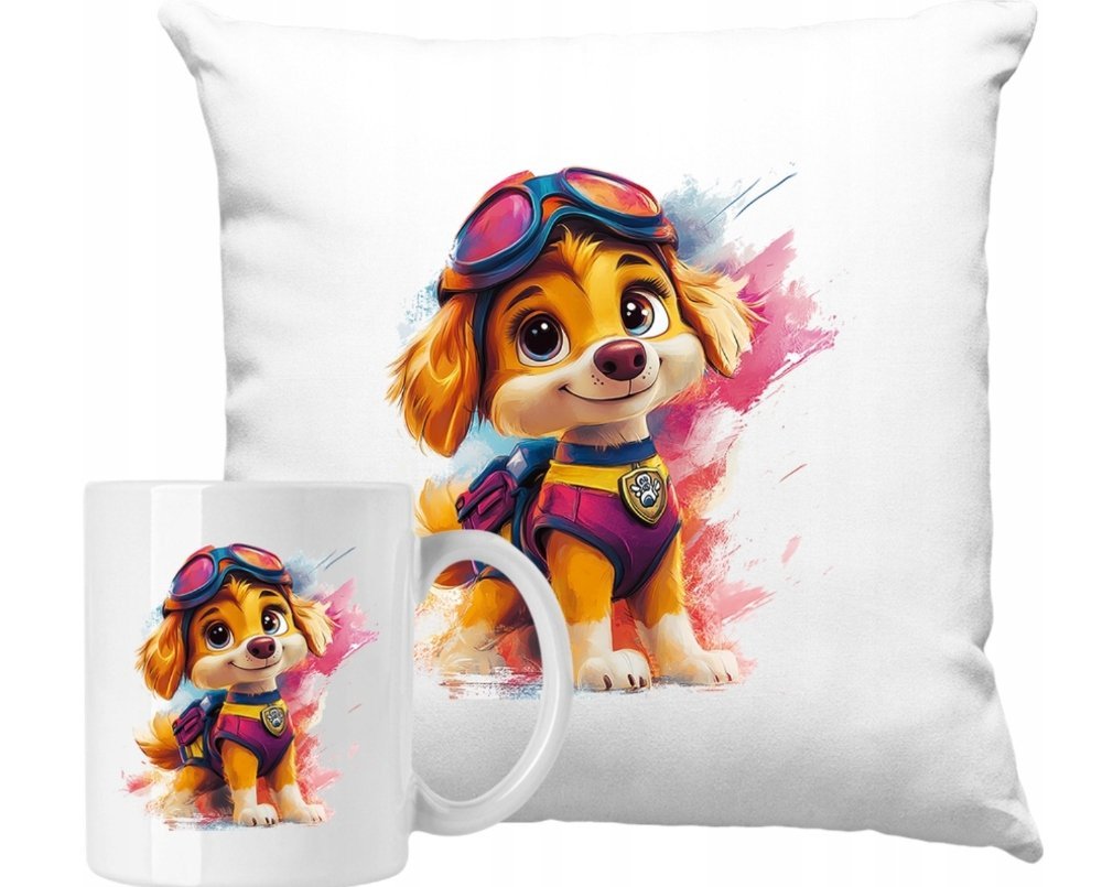 ZESTAW PODUSZKA + KUBEK Skye Psi Patrol Pomysł Na Prezen +MIĘ