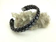 Bransolety męskie - Kostki hematytu - męska bransoleta miedziana, obwód 19 cm, regulowany, waga 26 gram, rękodzieło - miniaturka - grafika 1