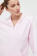 Bluzy damskie - adidas bluza bawełniana damska kolor różowy z kapturem z aplikacją - miniaturka - grafika 1