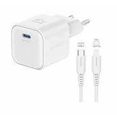 Ładowarki do telefonów - Ładowarka sieciowa Swissten GAN 1x USB-C 35W PD + Datový kabel USB-C/Lightning 1,2 M (22070240) Biała - miniaturka - grafika 1
