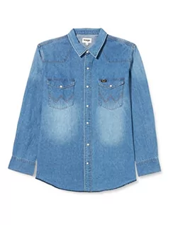 Koszule męskie - Wrangler Koszula męska Heritage, Authentic Blue, rozmiar S, Authentic Blue, S - grafika 1