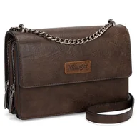 Torebki damskie - Wrangler Torebka crossbody dla kobiet zachodnia mała kopertówka portfel modna torba na ramię z łańcuszkiem pasek prezent WG149-236CF, Ciemna kawa - miniaturka - grafika 1