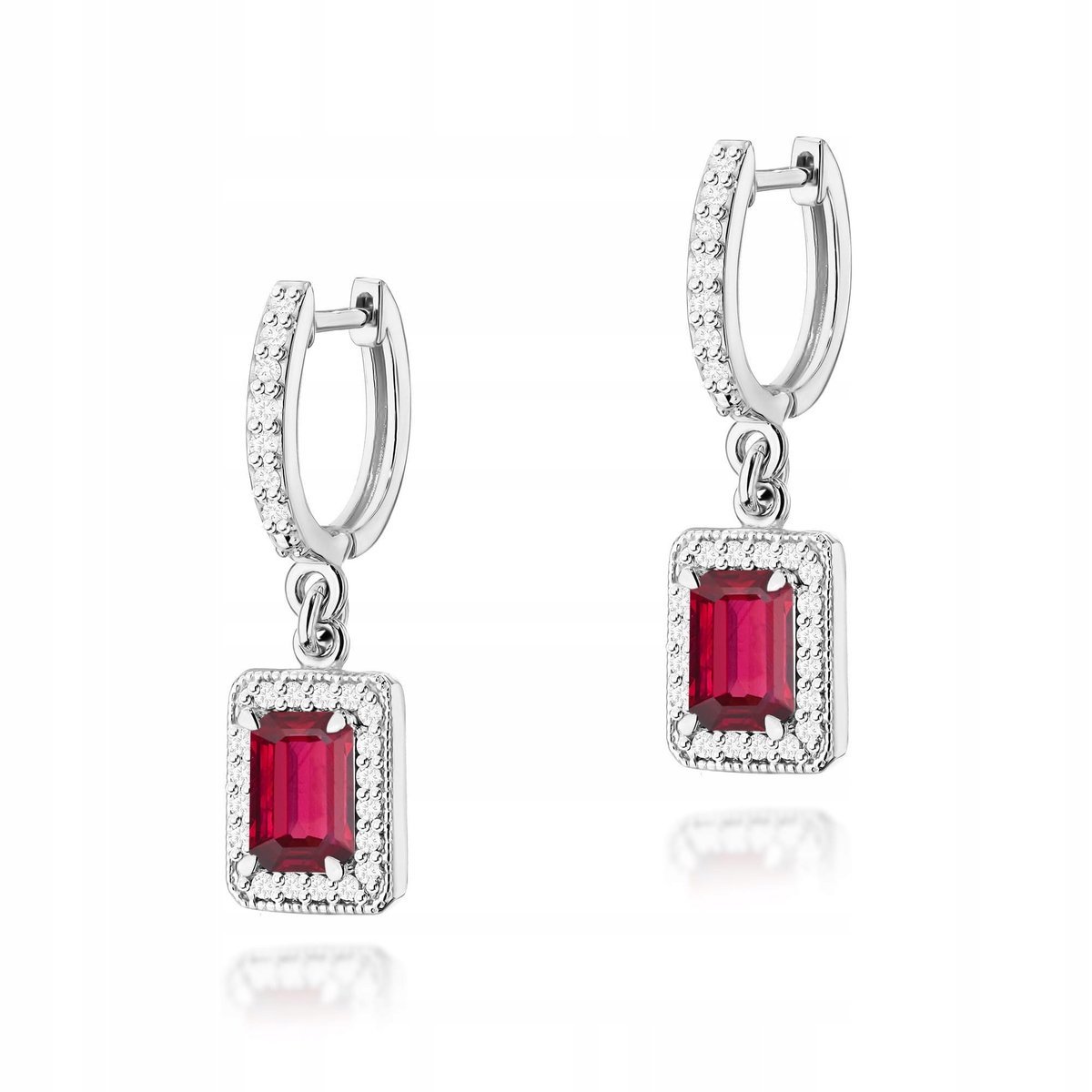 kolczyki z białego złota z rubinem 585 x 0,80ct białe złoto