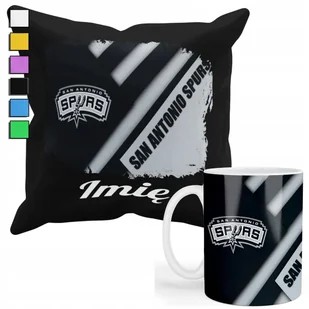 ZESTAW KUBEK + PODUSZKA Z POSZEWKĄ- PREZENT DLA FANA NBA SA SPURS + IMIĘ - Gadżety dla niej i dla niego - miniaturka - grafika 1