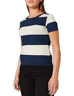 Koszulki i topy damskie - G-STAR RAW Damska koszulka z szerokim paskiem, Whitebait/Sartho Blue Rugby C340-c394, XS - miniaturka - grafika 1