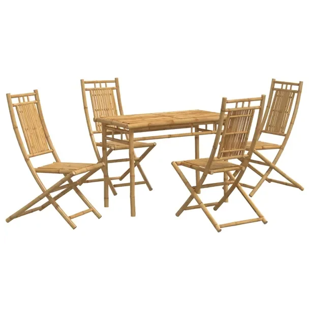 Zestaw Mebli Ogrodowych z Bambusa: Stół 110x55x75 cm, 4 Krzesła 46x66x99