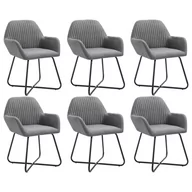 Krzesła - vidaXL Krzesła do jadalni, 6 szt., ciemnoszare, tapicerowane tkaniną - miniaturka - grafika 1