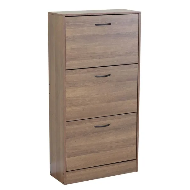 Szafka na buty loftowa 116 cm 3 półki WALNUT- 340917