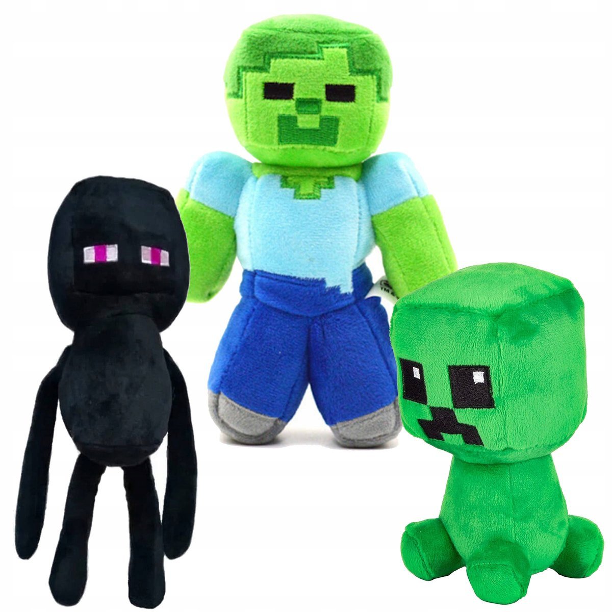 MINECRAFT ZESTAW 3w1 MASKOTKA CREEPER+ ZOMBIE + ENDERMAN TRZY MASKOTKI