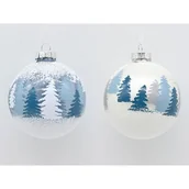 Bombki - Bombka szkło 8 cm biało-niebieska - miniaturka - grafika 1