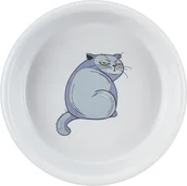 Miski dla kotów - TRIXIE Ceramiczna miska dla kota 0,25l / 13 cm - szara z nadrukiem kota - miniaturka - grafika 1